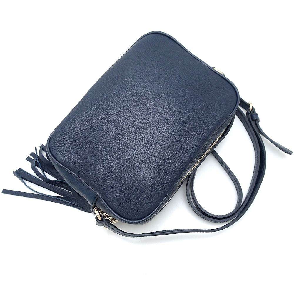 Gucci Small Disco Leather Shoulder Bag Navy