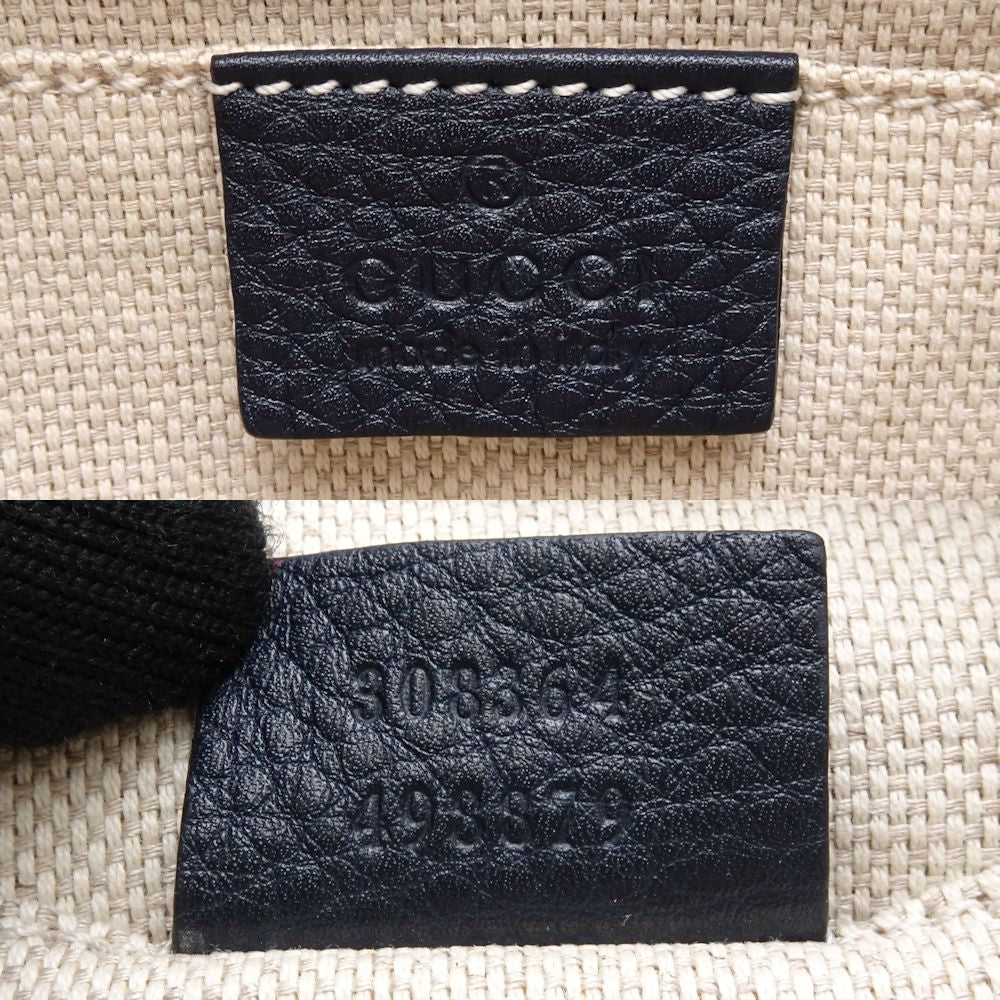 Gucci Small Disco Leather Shoulder Bag Navy