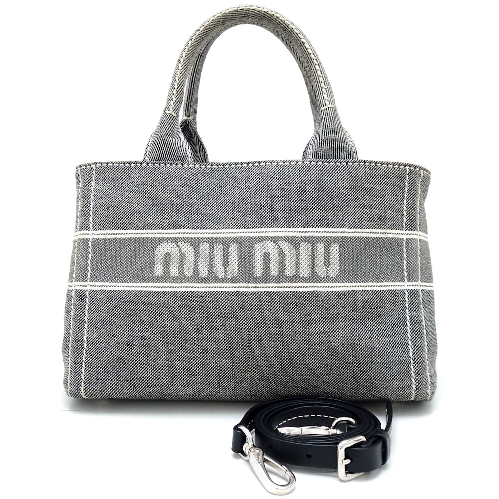 Miu Miu Denim Jacquard Logo Handbag 5BA219