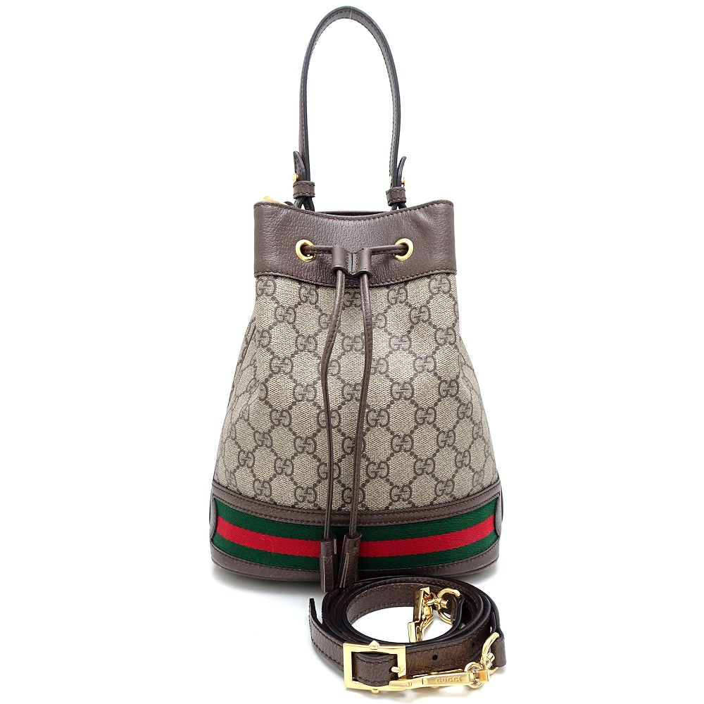 Gucci Small Bucket Bag GG Supreme Canvas Leather