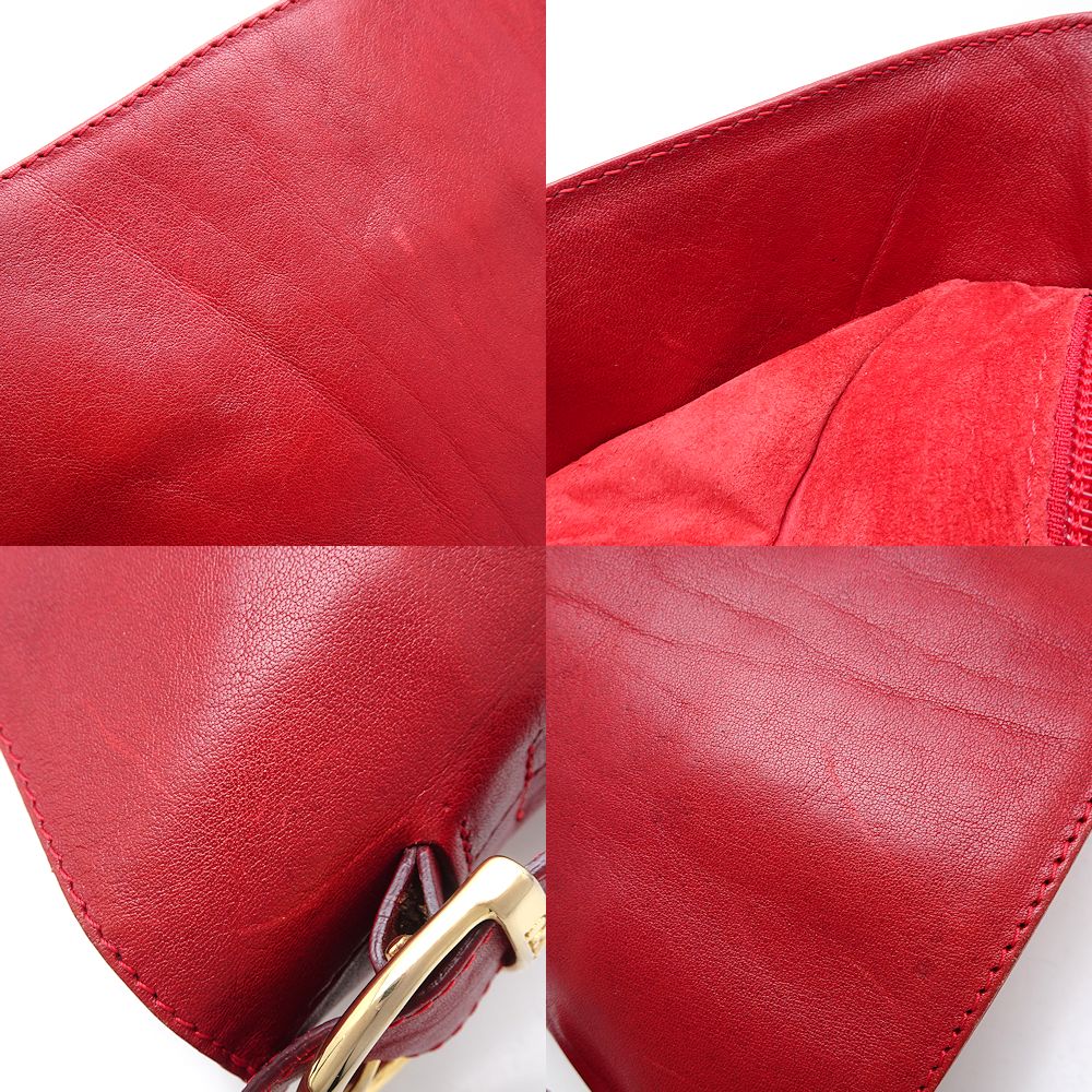 HIROFU Leather Shoulder Bag Red