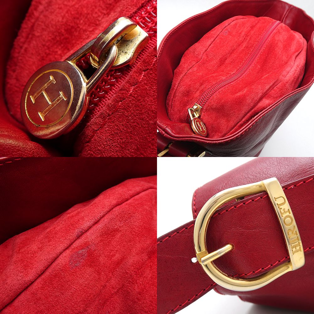 HIROFU Leather Shoulder Bag Red