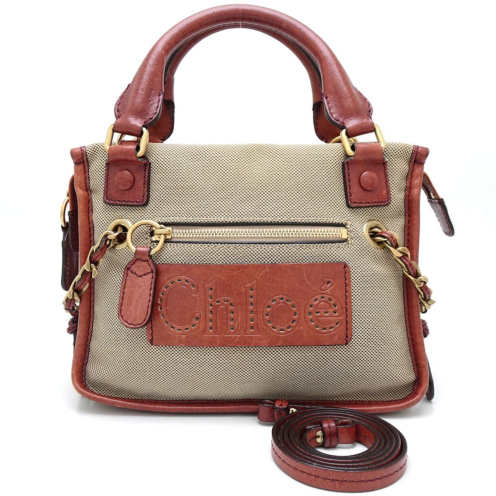 Chloe Canvas Leather 2Way Bag Brown