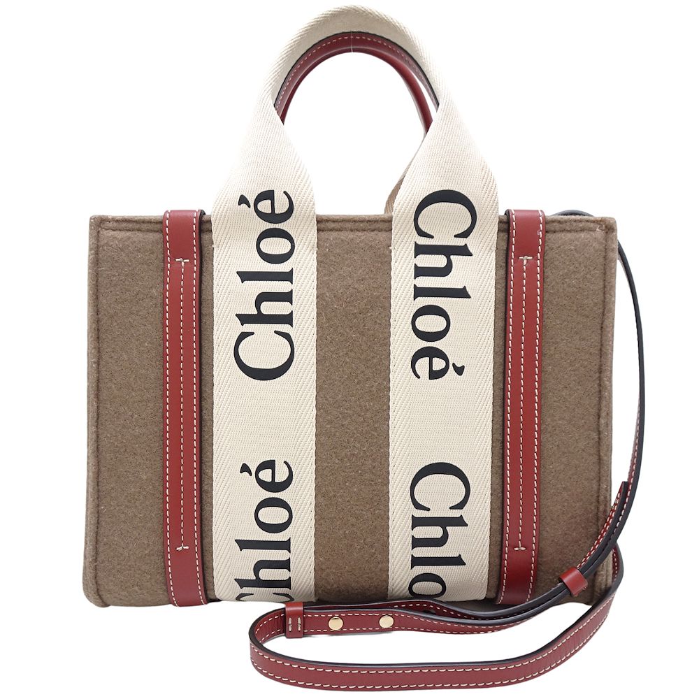 Chloe Woody Small Tote Felt Calf Shoulder Bag