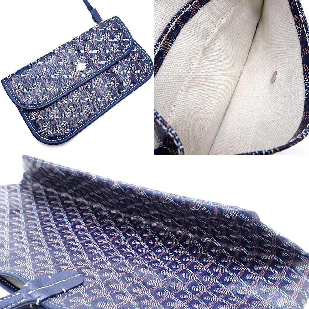 Goyard St. Louis PM Tote Bag PVC Leather Navy