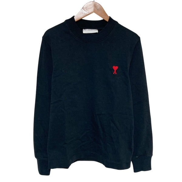Ami Paris Heart Logo Embroidery Long Sleeve Top