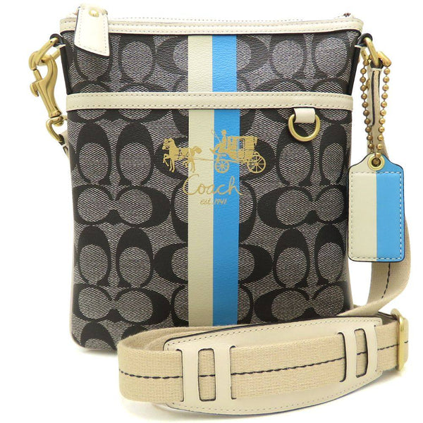 Coach Heritage Stripe Coated Canvas Leather Shoulder Bag