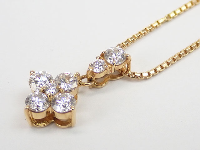 Modern Design Ladies Necklace with 0.7ct Diamond in K18 Yellow Gold - Preowned