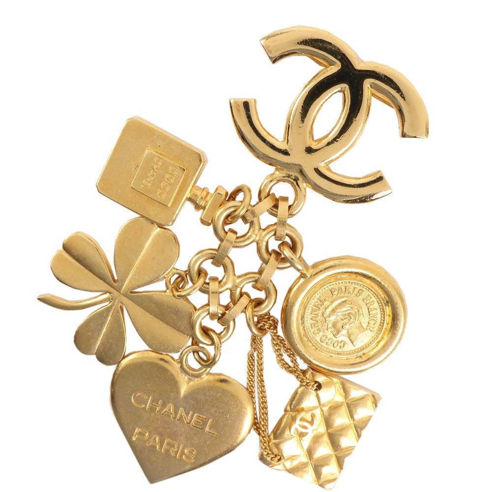 Chanel Gold Plated Heart Clover Brooch