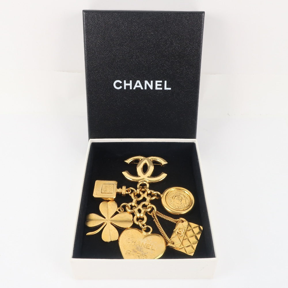 Chanel Gold Plated Heart Clover Brooch