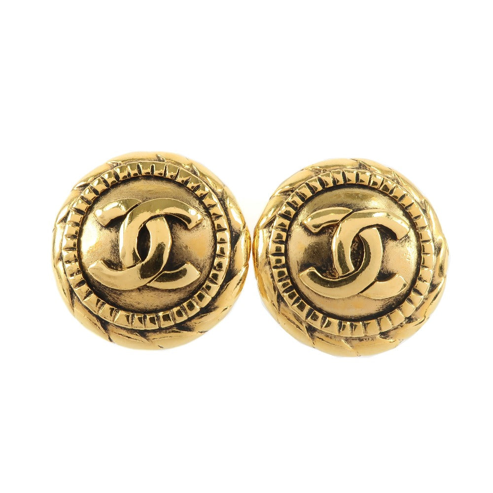 Chanel Coco Mark Vintage Earrings Gold Plated