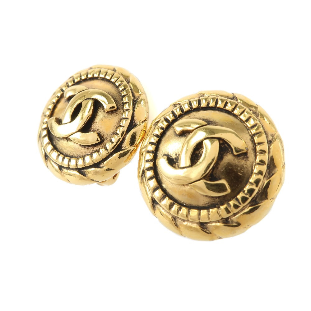 Chanel Coco Mark Vintage Earrings Gold Plated