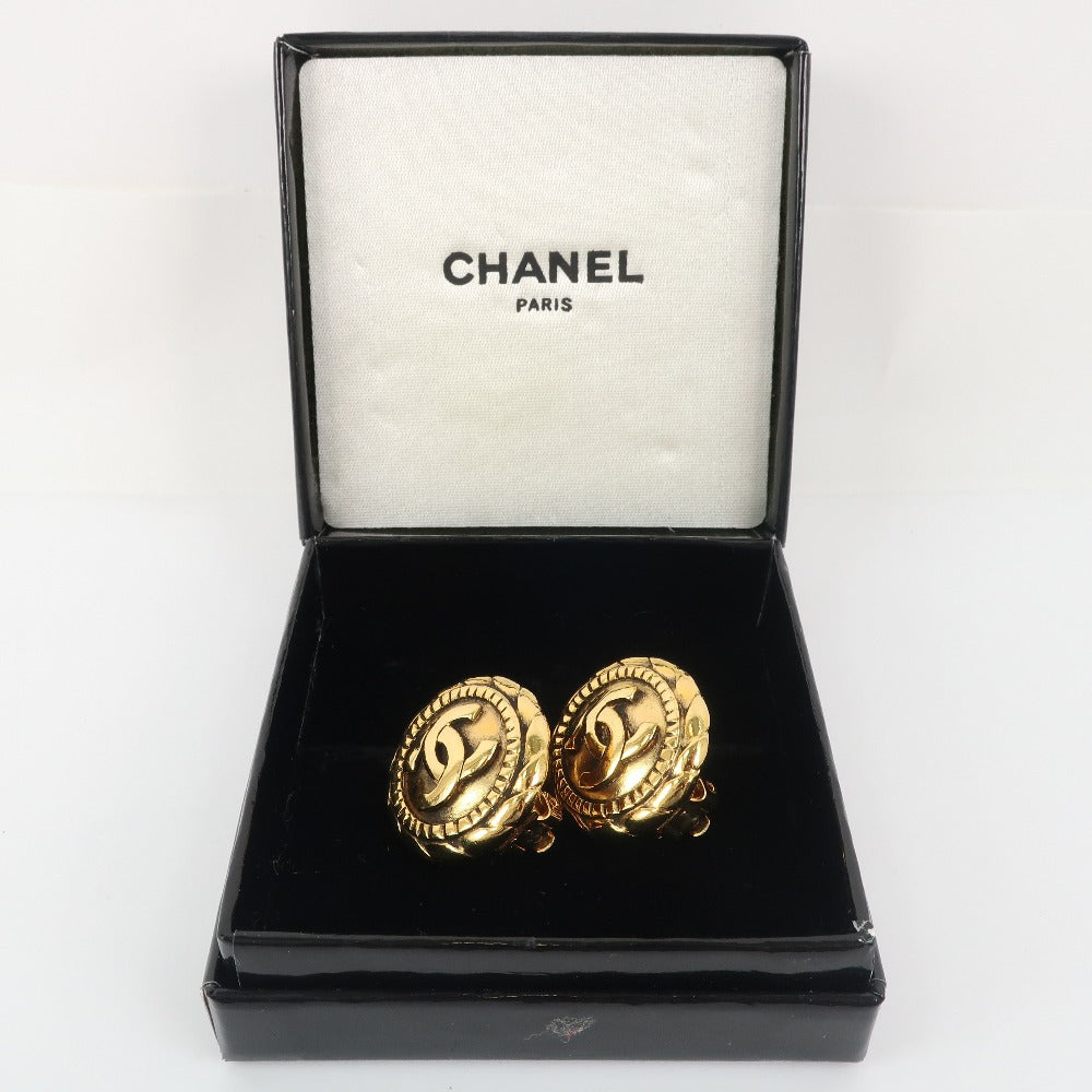 Chanel Coco Mark Vintage Earrings Gold Plated