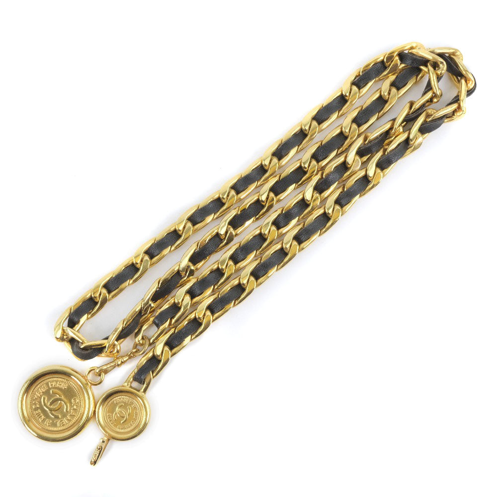 Chanel Chain Belt Gold Plated Leather