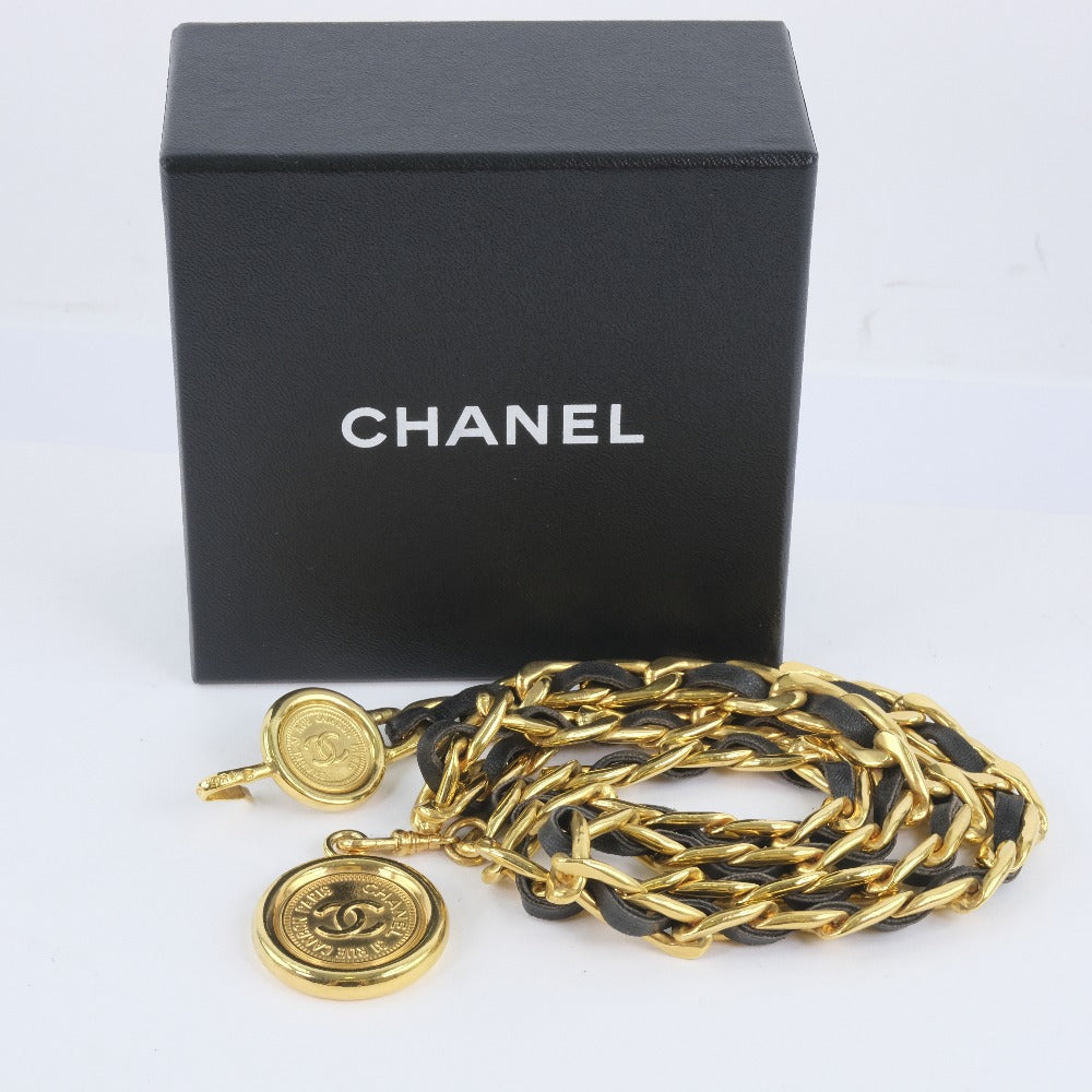 Chanel Chain Belt Gold Plated Leather