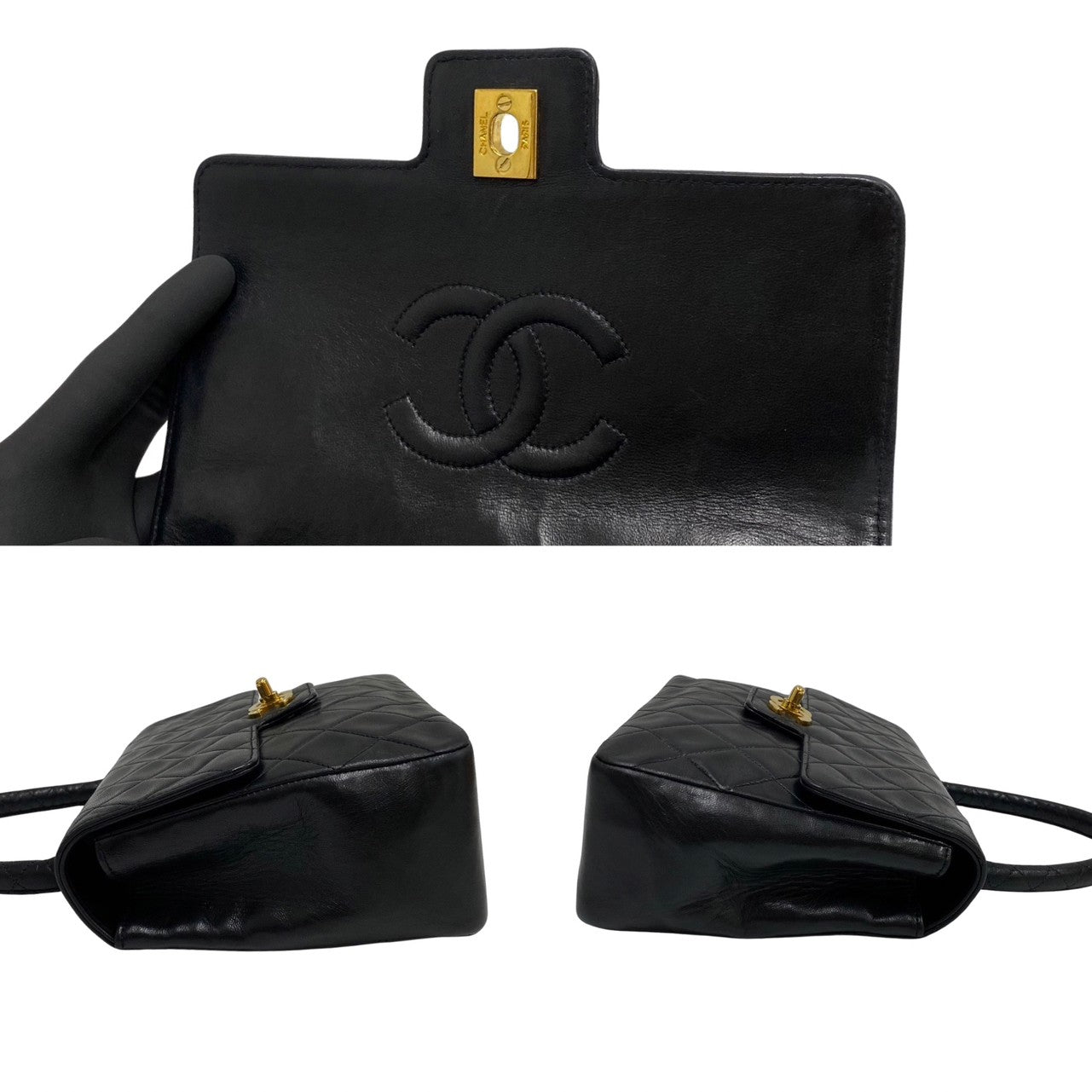 Chanel Lambskin Matelasse Coco Mark Mini Handbag