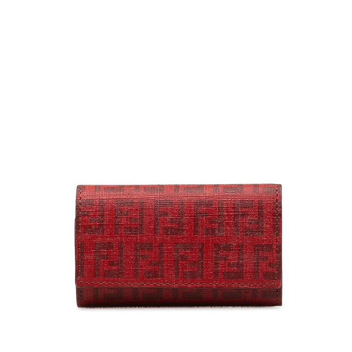 Fendi Zucchino Flower Key Case 8AP079 Red PVC