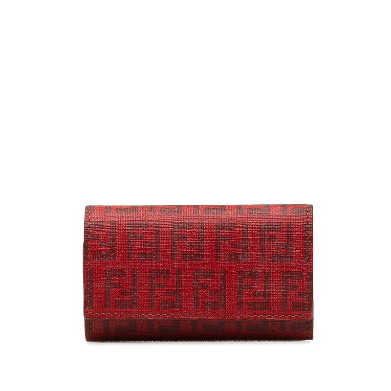 Fendi Zucchino Flower Key Case 8AP079 Red PVC in Great Condition