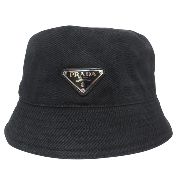 Prada Triangle Logo Denim Bucket Hat