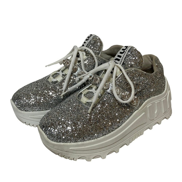 Miu Miu Glitter Platform Sneakers