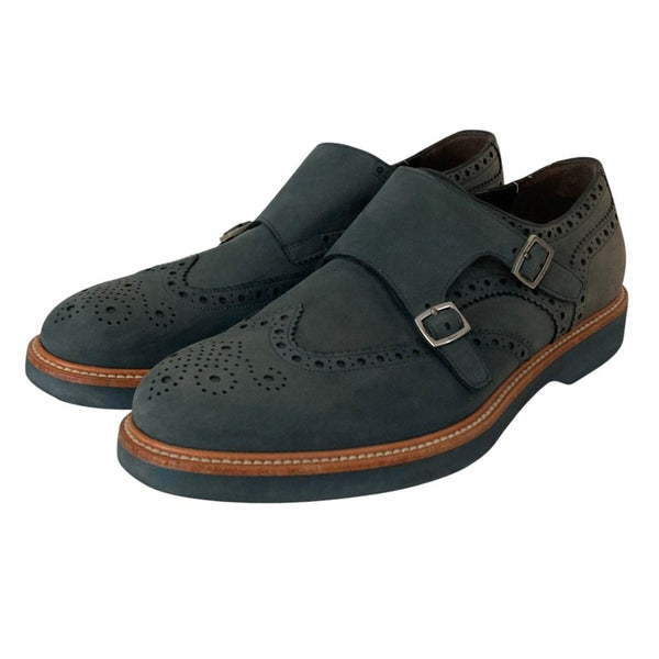 Salvatore Ferragamo Nubuck Double Monk Strap Shoes