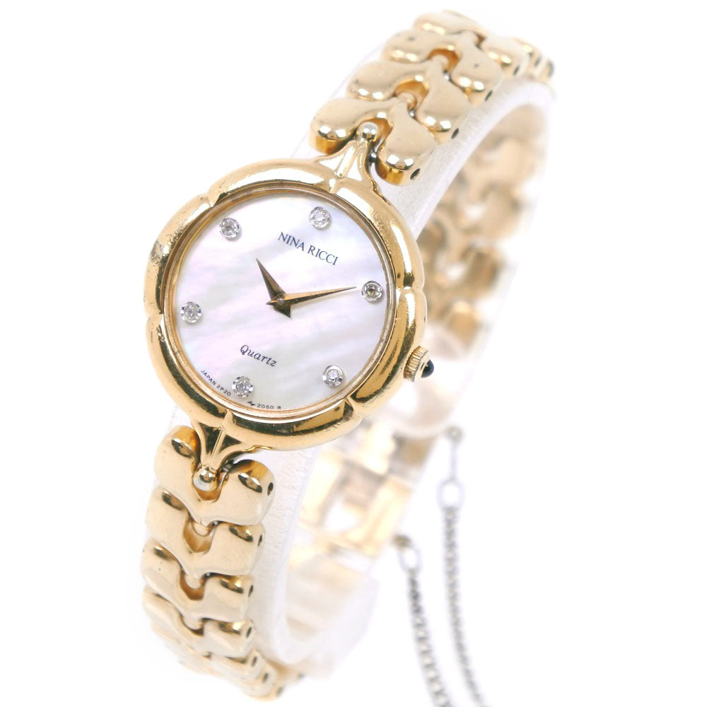 Nina Ricci Gold-Plated Women's Wristwatch with Quartz and Shell Dial 2P20-0500 [Pre-owned] 2P20-0500