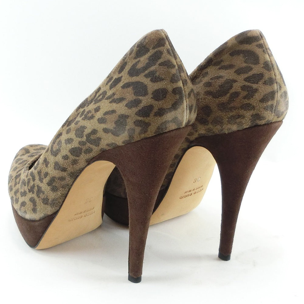 Ovye Leopard Leather Brown Women's Pumps