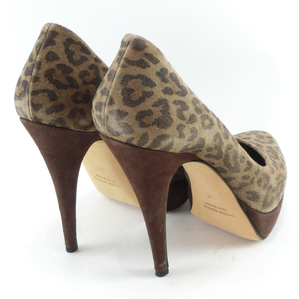 Ovye Leopard Leather Brown Women's Pumps