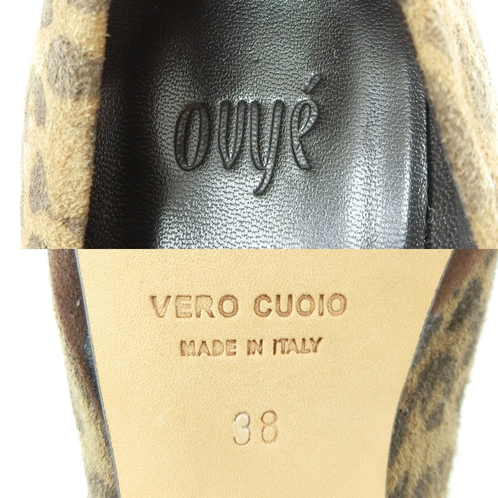 Ovye Leopard Leather Brown Women's Pumps