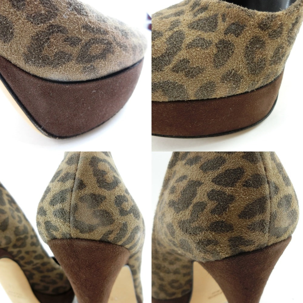 Ovye Leopard Leather Brown Women's Pumps