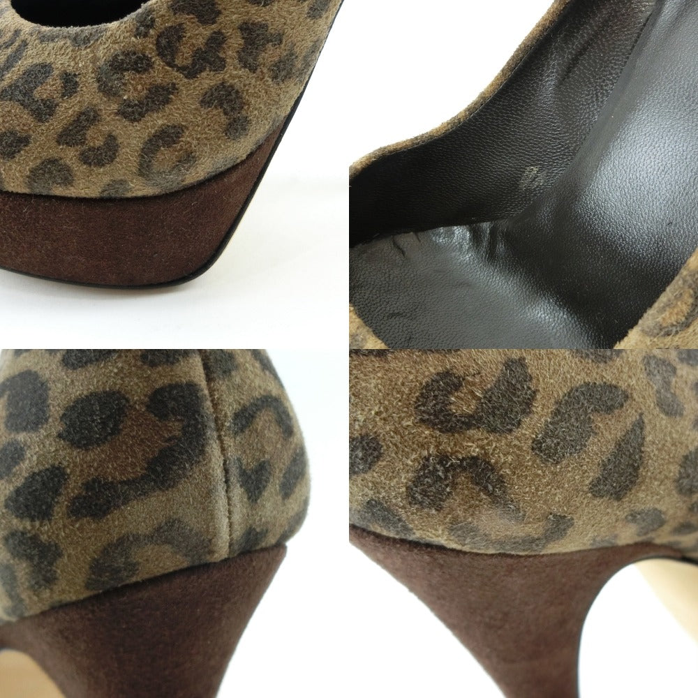 Ovye Leopard Leather Brown Women's Pumps