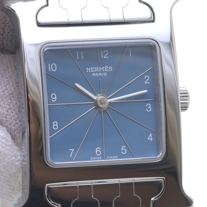 Hermes H Watch Stainless Steel Leather Quartz