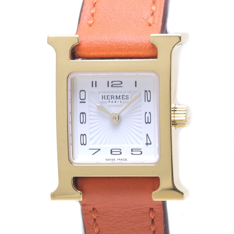 Hermes H Watch Mini Stainless Steel Leather