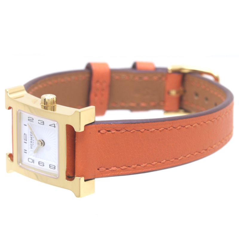 Hermes H Watch Mini Stainless Steel Leather