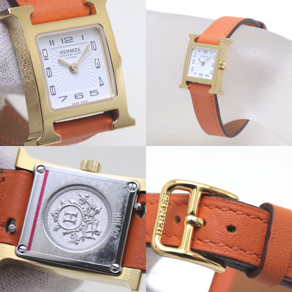 Hermes H Watch Mini Stainless Steel Leather