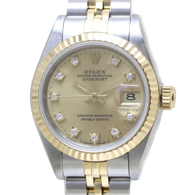 Rolex Datejust 10P Diamond 69173G Champagne Gold Watch