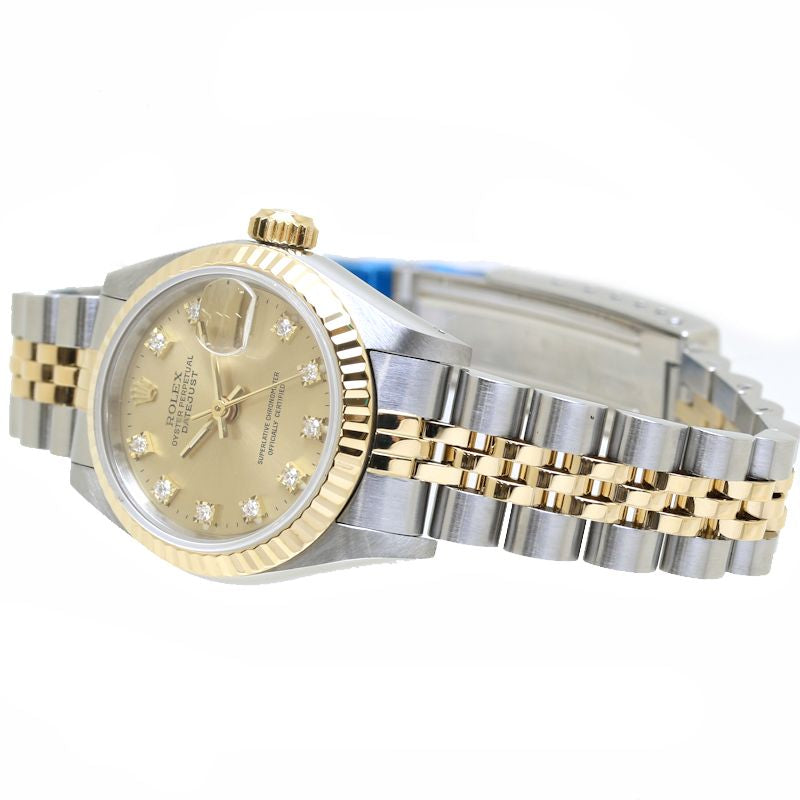 Rolex Datejust 10P Diamond 69173G Champagne Gold Watch