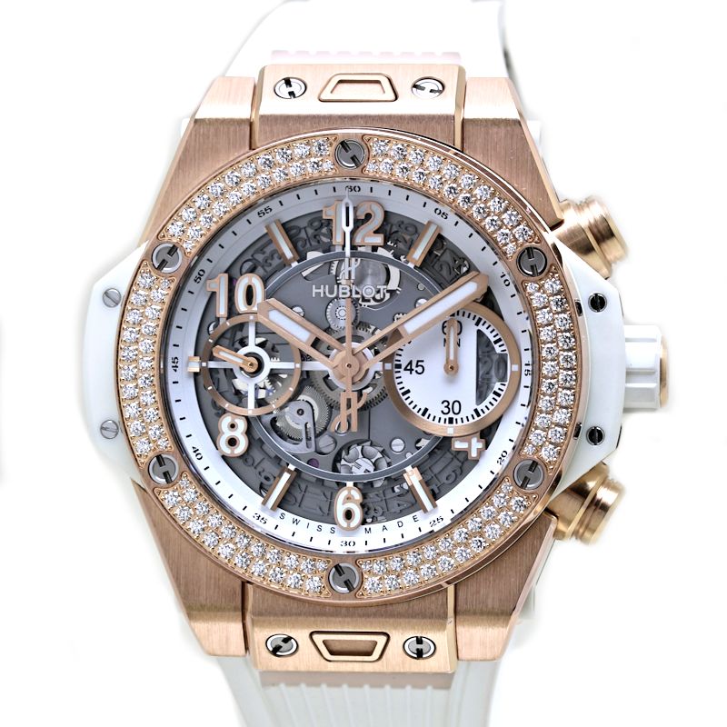 Hublot Unico Diamond Bezel Rose Gold Rubber Watch