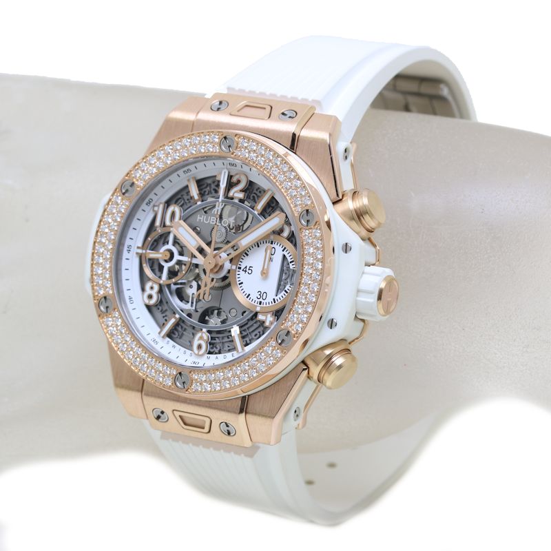 Hublot Unico Diamond Bezel Rose Gold Rubber Watch