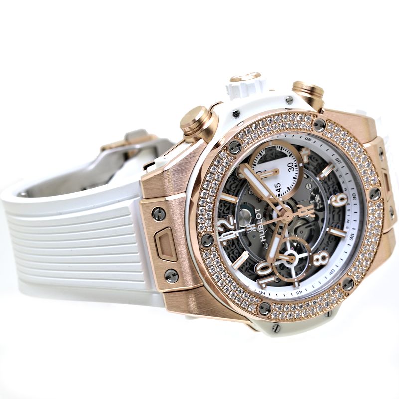 Hublot Unico Diamond Bezel Rose Gold Rubber Watch