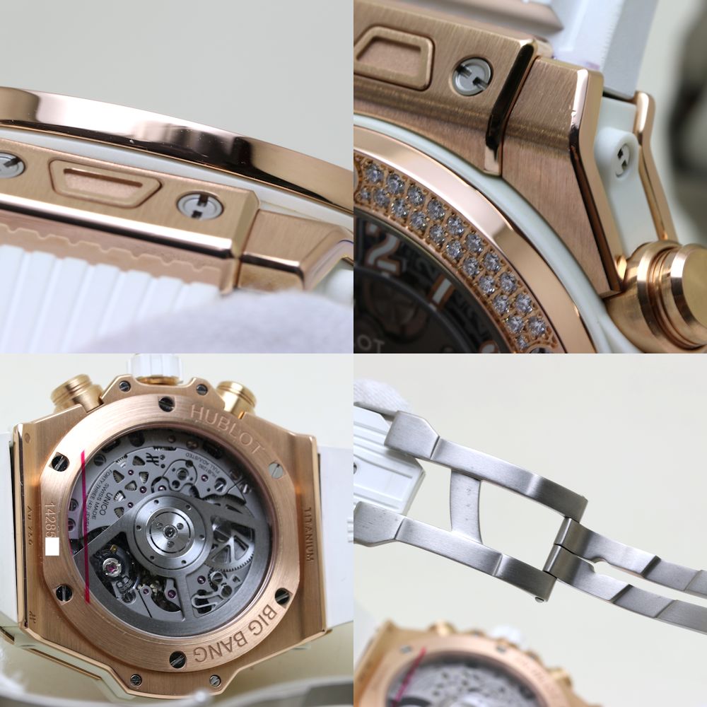 Hublot Unico Diamond Bezel Rose Gold Rubber Watch