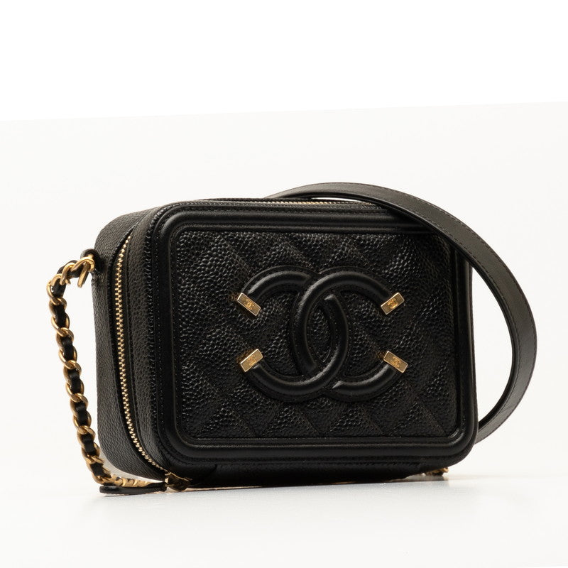 Chanel CC Caviar Filigree Vanity Bag  Leather Shoulder Bag in Excellent condition