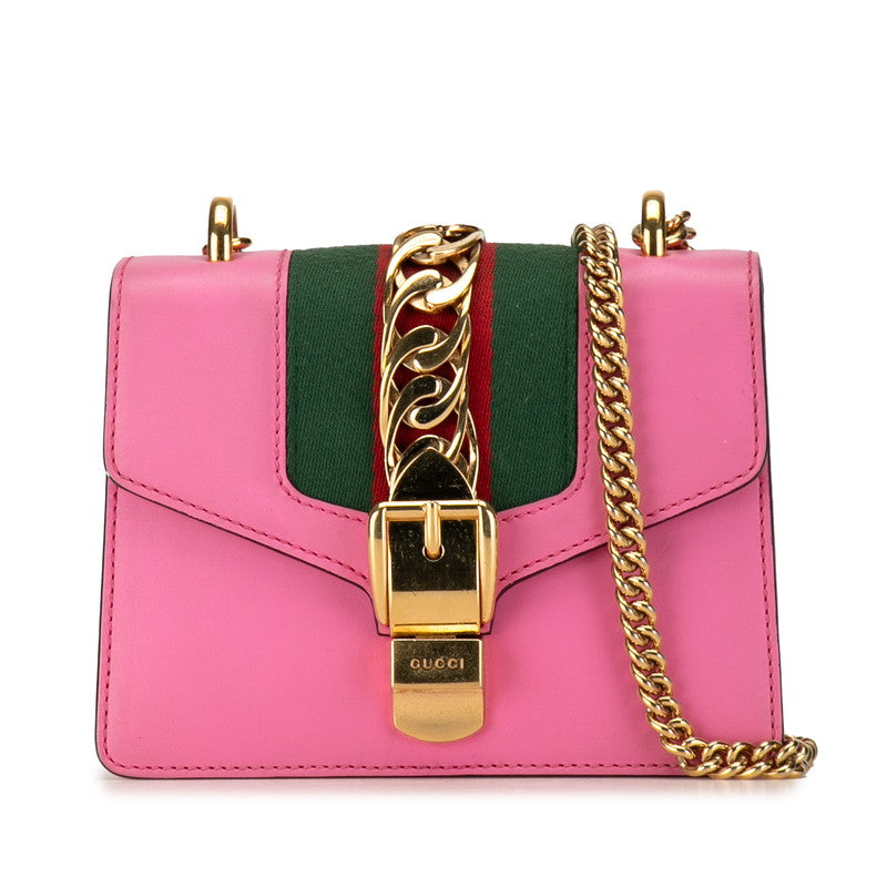 Gucci Mini Sylvie Leather Shoulder Bag Leather Shoulder Bag 431666 in Good condition