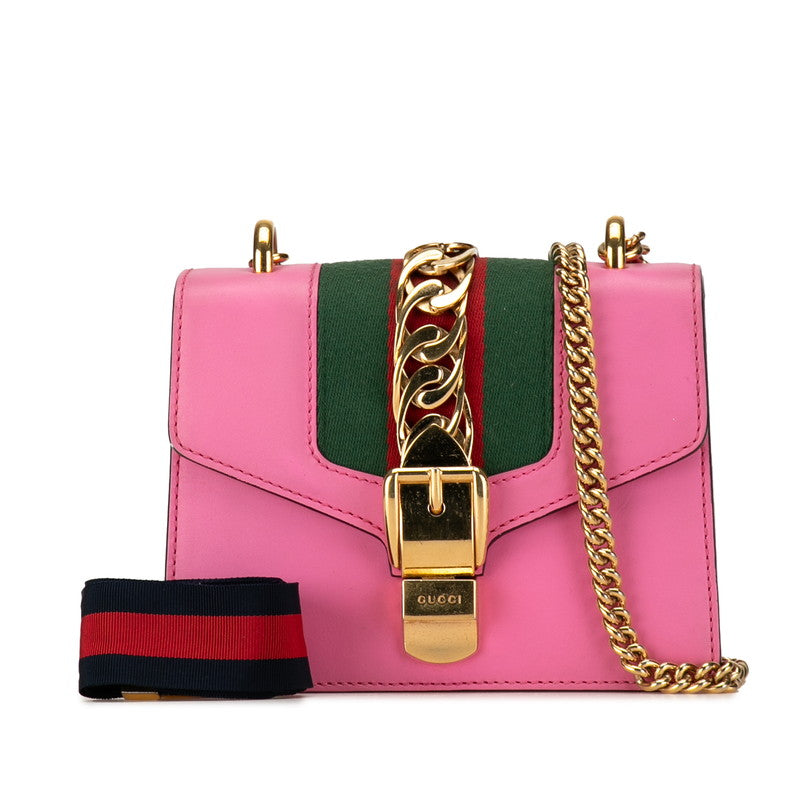 Gucci Mini Sylvie Leather Shoulder Bag Leather Shoulder Bag 431666 in Good condition