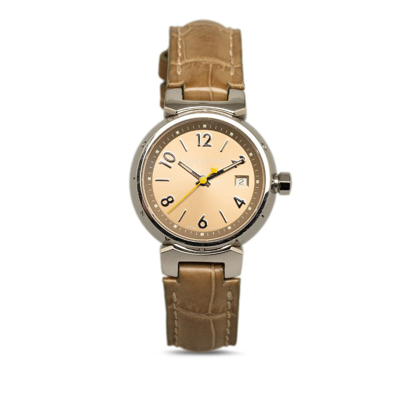 Louis Vuitton Tambour Date Q1212 Women's Watch made of Stainless Steel and Leather with Bronze Dial【Pre-owned】 Q1212
