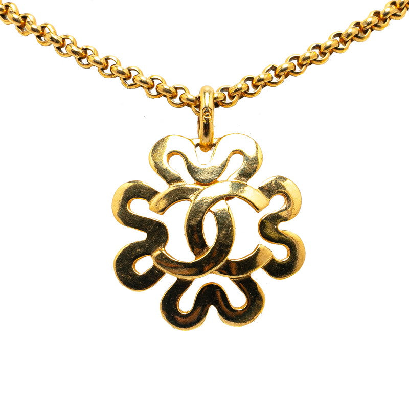 Chanel Vintage Coco Mark Aztec Chain Necklace Gold Plated