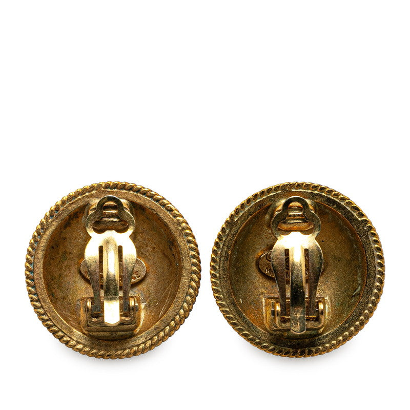 Chanel Vintage Coco Mark Round Earrings Gold