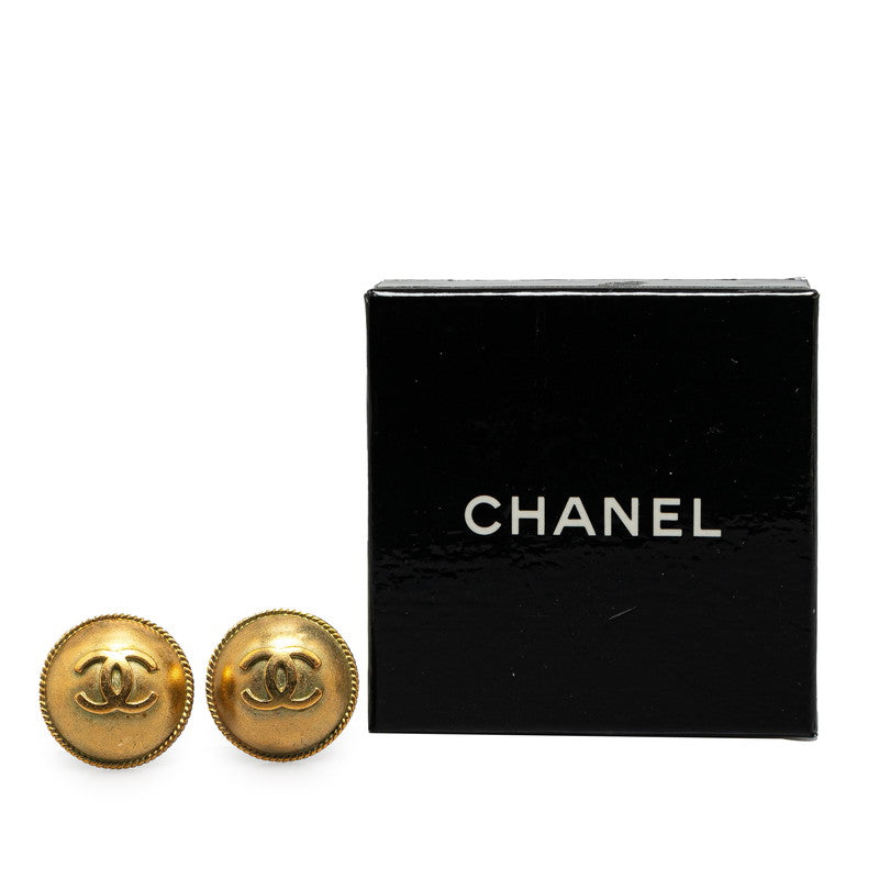 Chanel Vintage Coco Mark Round Earrings Gold