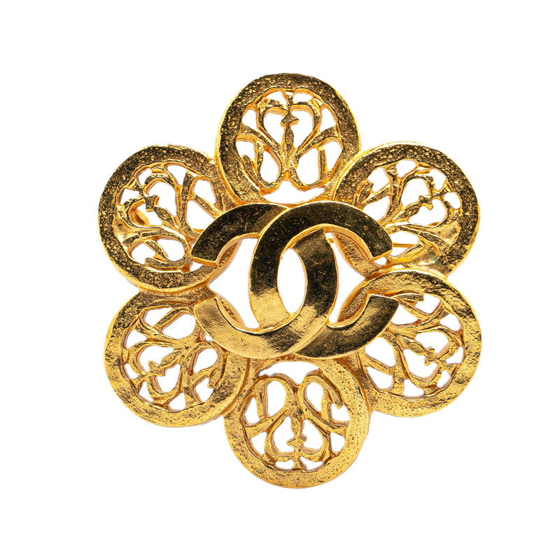 Chanel Vintage Flower Motif Brooch Gold