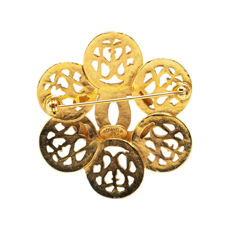 Chanel Vintage Flower Motif Brooch Gold